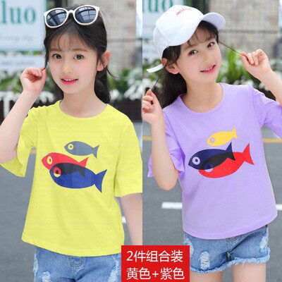 Girls short-sleeved T-shirt cotton 2022 new summer children's white top middle-aged children's half-sleeved T-shirt Korean version of the tide 8