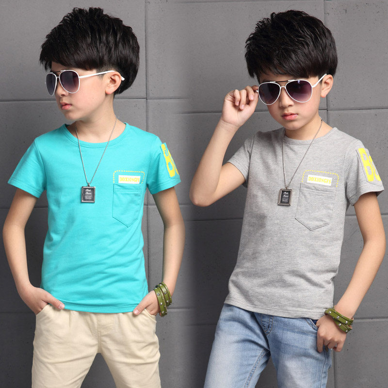 2022 new summer boys' short-sleeved T-shirt 5 Korean version 7 middle-aged children's cotton 9 T-shirt children's half-sleeved 12-year-old top