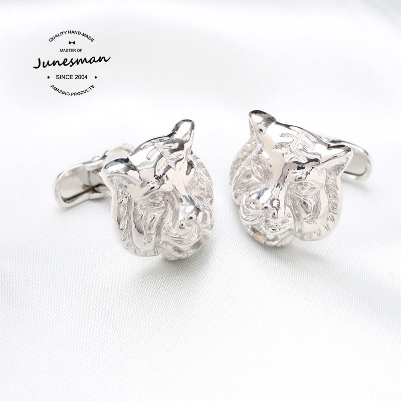Tiger! June Men's Handmade French Cufflinks Men's Shirt Cuff Studs Tiger Gift Box Set