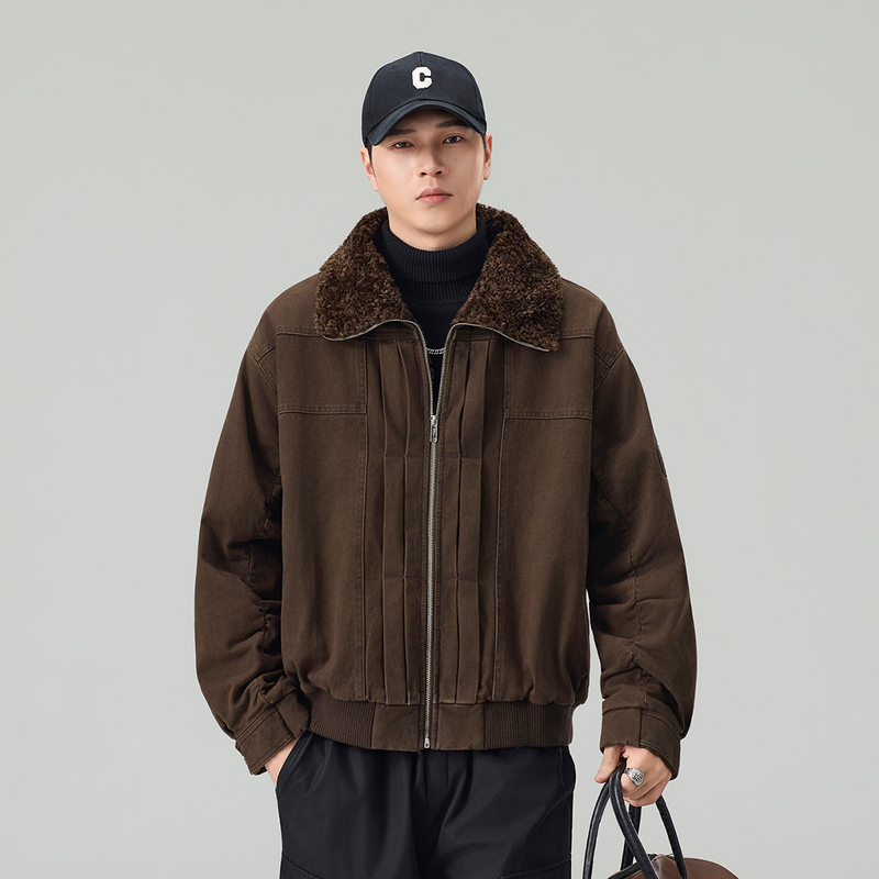New Autumn and Winter Men's Clothing, Teddy Velvet Large Lapel Workwear High-End Jacket, Men's Thickened Warm Loose Zipper Jacket New Autumn and Winter Men's Clothing, Teddy Velvet Large Lapel Workwear High-End Jacket, Men's Thickened Warm Loose Zipper Jacket