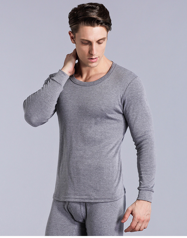 Quần áo cotton nam mùa thu đơn áo sơ mi trung và tuổi già mùa thu và áo rộng áo len cotton ấm quần áo giữ nhiệt nam uniqlo