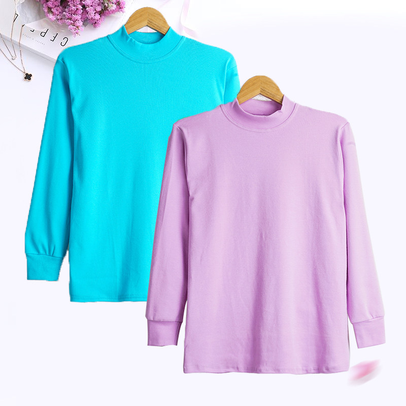 Single-piece autumn coat blouse for the elderly Combed Pure Cotton Underwear Lady Semi-High Neckline Cotton