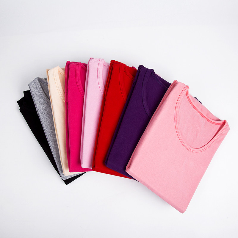 2 Pieces Ladies Autumn Clothes Single single Leica pure cotton elastic round collar Long sleeves Inner Lap Wear Thin women hitting bottom large size