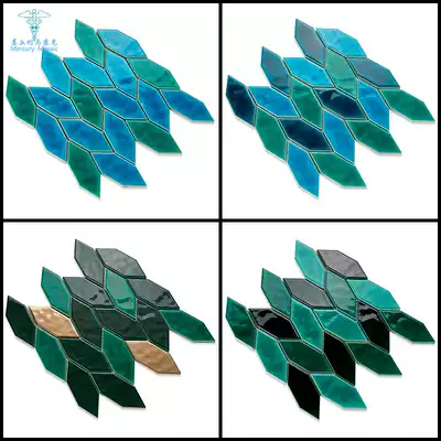 Diamond all ceramic mosaic tile light luxury puzzle background wall sticker personality bar Blue non-slip pool floor tile