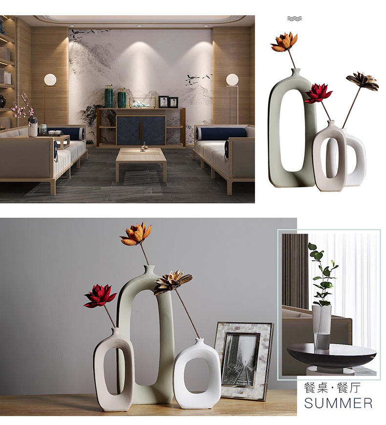 Creative Nordic ins wind ceramic dry flower vases, flower implement fashionable sitting room adornment table furnishing articles of China arts and crafts