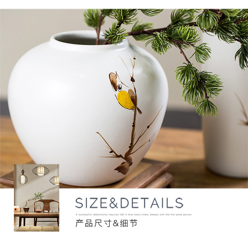 Creative living room white ceramic vase decoration decoration pay-per-tweet bird furnishing articles study China flower art suits for