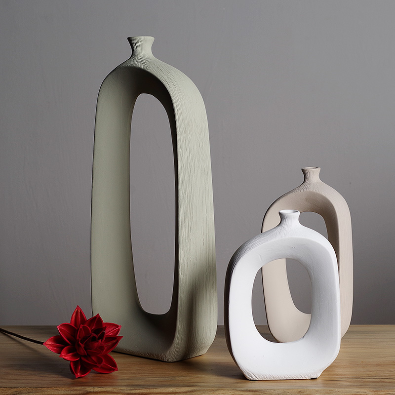 Creative Nordic ins wind ceramic dry flower vases, flower implement fashionable sitting room adornment table furnishing articles of China arts and crafts