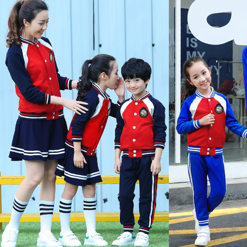 Large Size Yard Kindergarten Garden Clothing Spring Autumn Suit Elementary School Children's School Uniforms Children Banfu Yinglun Wind Baseball Suit three or two sets