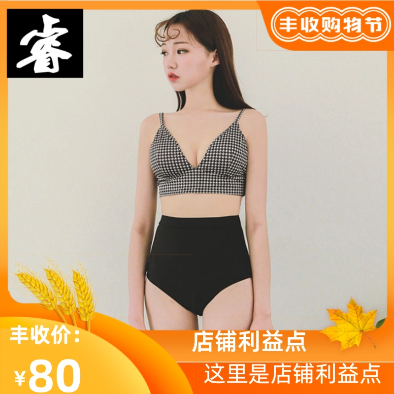 Hàn Quốc và Nhật Bản phong cách mới ghi chú văn học retro bikini eo cao che thịt áo tắm hai mảnh nhẹ trưởng thành - Bikinis