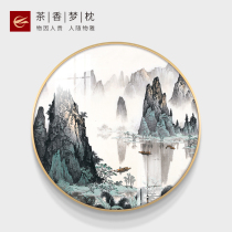 New Chinese style round decorative painting Qianfeng Jingxiu Living room creative combination Hanging painting Entrance door entrance mural Landscape painting