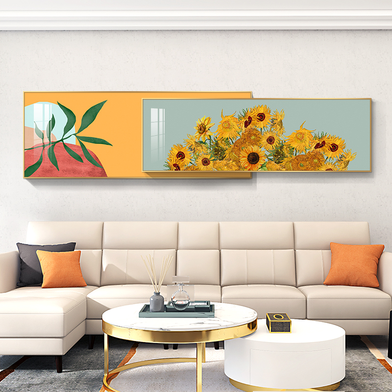 Sunflower Living Room Decoration Painting Abstract Light Extravagant Orange Superimposed Bedroom Hanging Painting Modern Minima Sofa Background Wall Hanging Painting