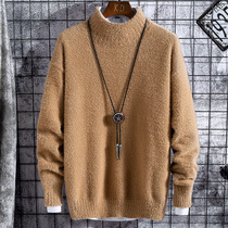 2021 autumn and winter New men Korean semi-turtleneck sweater trend personality winter thick sweater sweater sweater