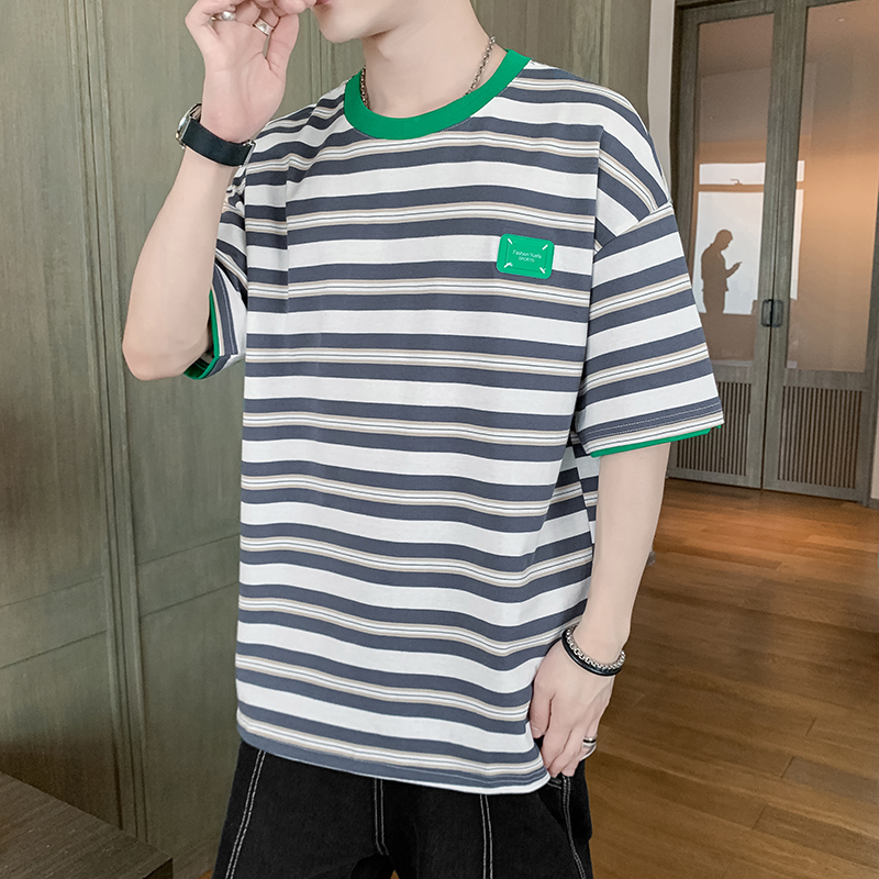 Men's T-shirt Summer 2022 new tide cards trendy loot 100 lap streaks ice silk half sleeve T-shirt men's clothes