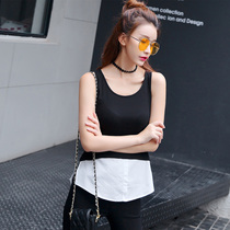 2 pieces 75 discount female pure cotton harness vest splicing personality outside wearing inner lap blouse for undershirt summer body fashion