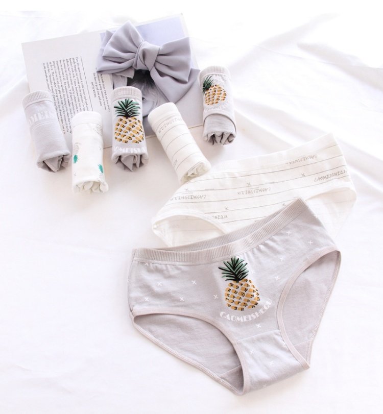 Sinh viên nữ dễ thương đồ lót cotton 裆 eo túi hông trái cây ngọt ngào cô gái tam giác đầu ngắn bán buôn quần lót nữ thun lạnh