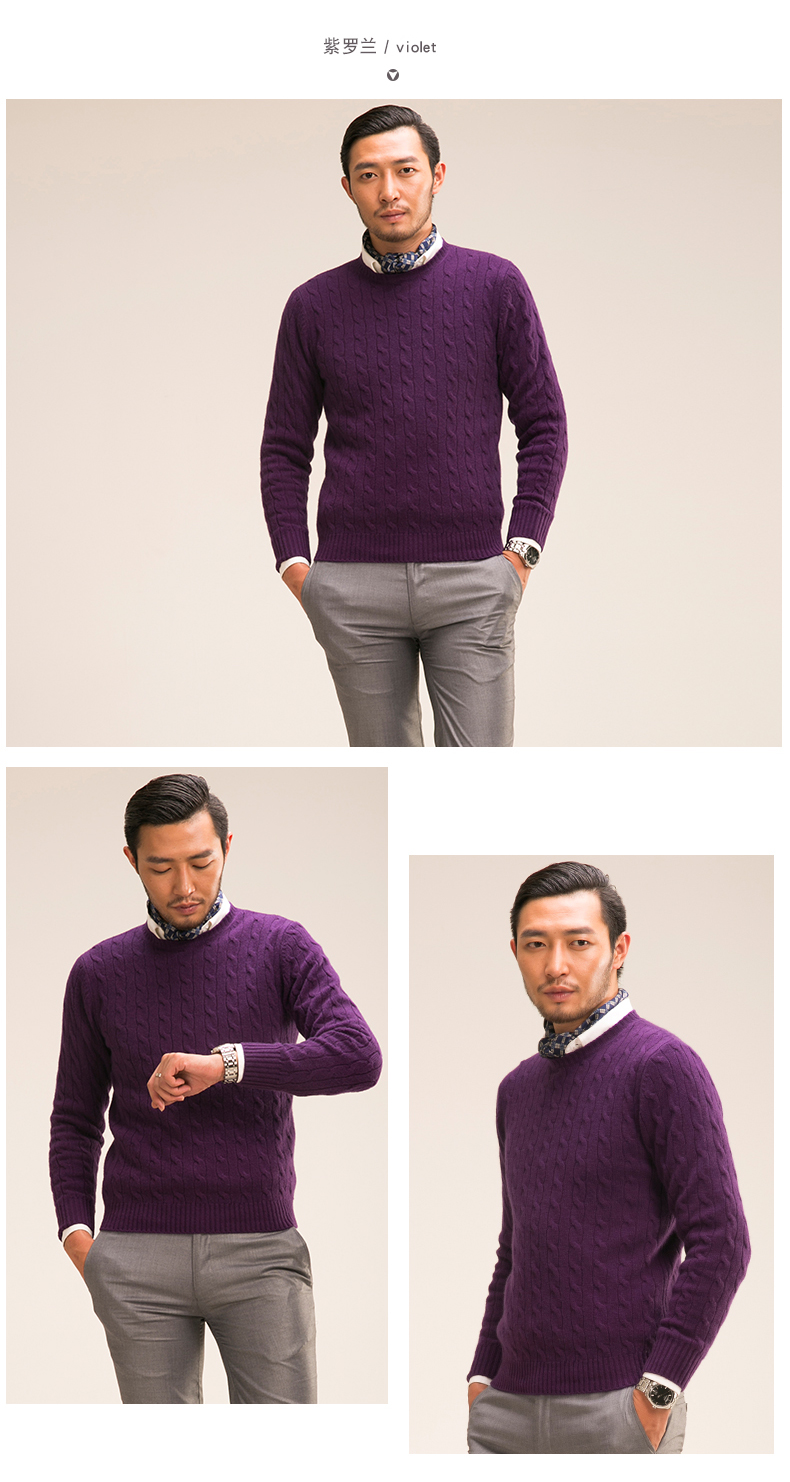 Cashmere cashmere áo len nam tinh khiết cashmere mùa thu và mùa đông mới vòng cổ xoắn kinh doanh đáy áo len áo len