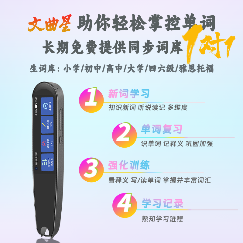 Wenquxing Reading Pen Electronic Dictionary Scanning Pen Learning Tool Dictionary Pen Synchronized with Curriculum All Subjects Universal for Preschool, Primary, Middle, and High School Students English, Chinese, Japanese, Korean Voice Translation Pen