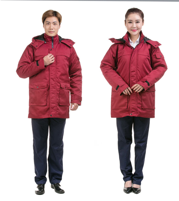 Meian mùa đông quần áo cotton nam dày áo khoác lao động dịch vụ bảo hiểm tự động dịch vụ sửa chữa dài phần lạnh quần áo cotton ấm áo khoác nam 2021