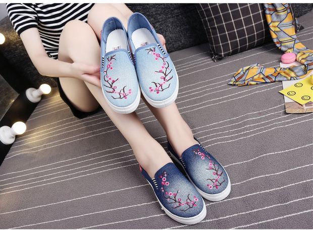 Mùa thu giày denim mới Giày nữ giày đế dày đế dày Giày đế bằng Giày đế thấp Hàn Quốc giúp giày nông giầy bệt nữ