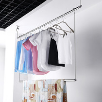 Drying quilt artifact Balcony telescopic clothes rack Stainless steel folding invisible drying rack hanging indoor household single rod
