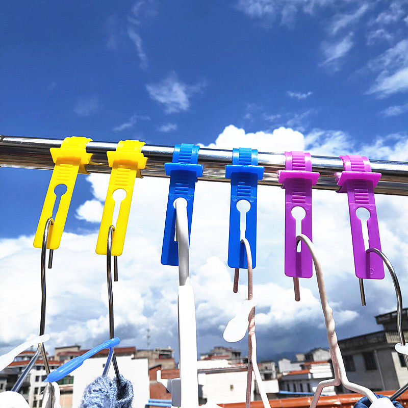 Clothes rod buckle hook drying rack windproof hook drying rack lock anti-slip clip 10 plastic windproof buckle strip