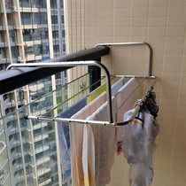 Outdoor balcony clothes drying artifact free hole anti-theft window Drying rod fence Window drying rack storage rack Drying shoe rack