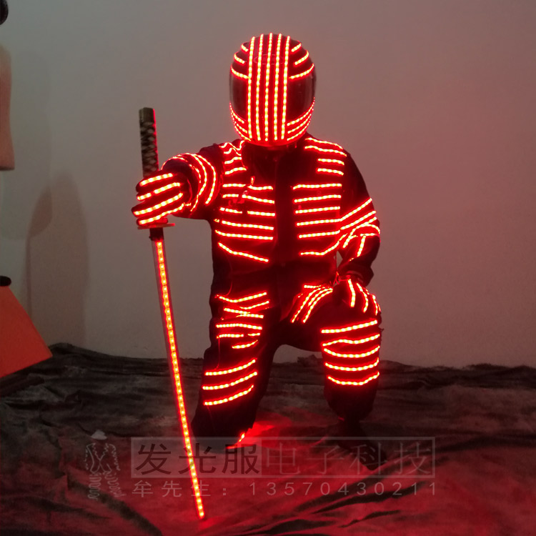 LED Luminous Dress Red Combat Service Stage Performance Costume Shop Bar Props Laser Gloves Luminous Spectacle