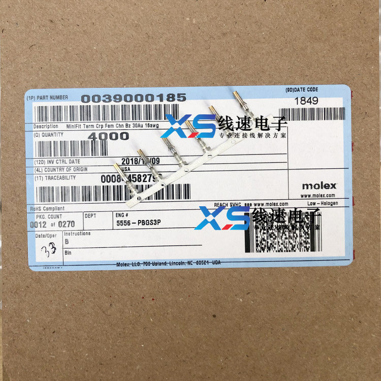 American MOLEX 39000185 5556PBGS3P 39-00-0185 gilded terminal connector