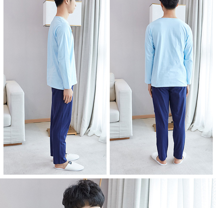 Đồ ngủ thanh thiếu niên ở Nam Cực nam trẻ em học sinh trung học cơ sở 12-15 tuổi cotton dài tay mùa xuân và bộ đồ phục vụ mùa thu đồ bộ mặc nhà bằng vải thun