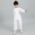 Quần áo võ thuật cotton Quần áo nam phong cách Trung Quốc Tai Chi quần áo sợi tre cotton Trẻ em thực hành quần áo biểu diễn mùa xuân dài tay - Trang phục