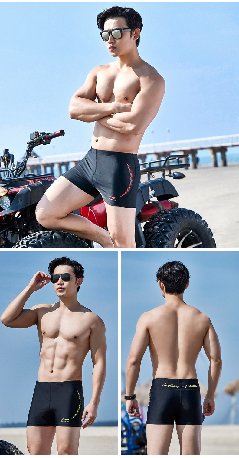 Quần bơi Li Ning quần bơi nam chuyên nghiệp suối nước nóng quần bơi nhanh khô thời trang thoải mái cộng với kích thước quần bơi nam đồ bơi nam