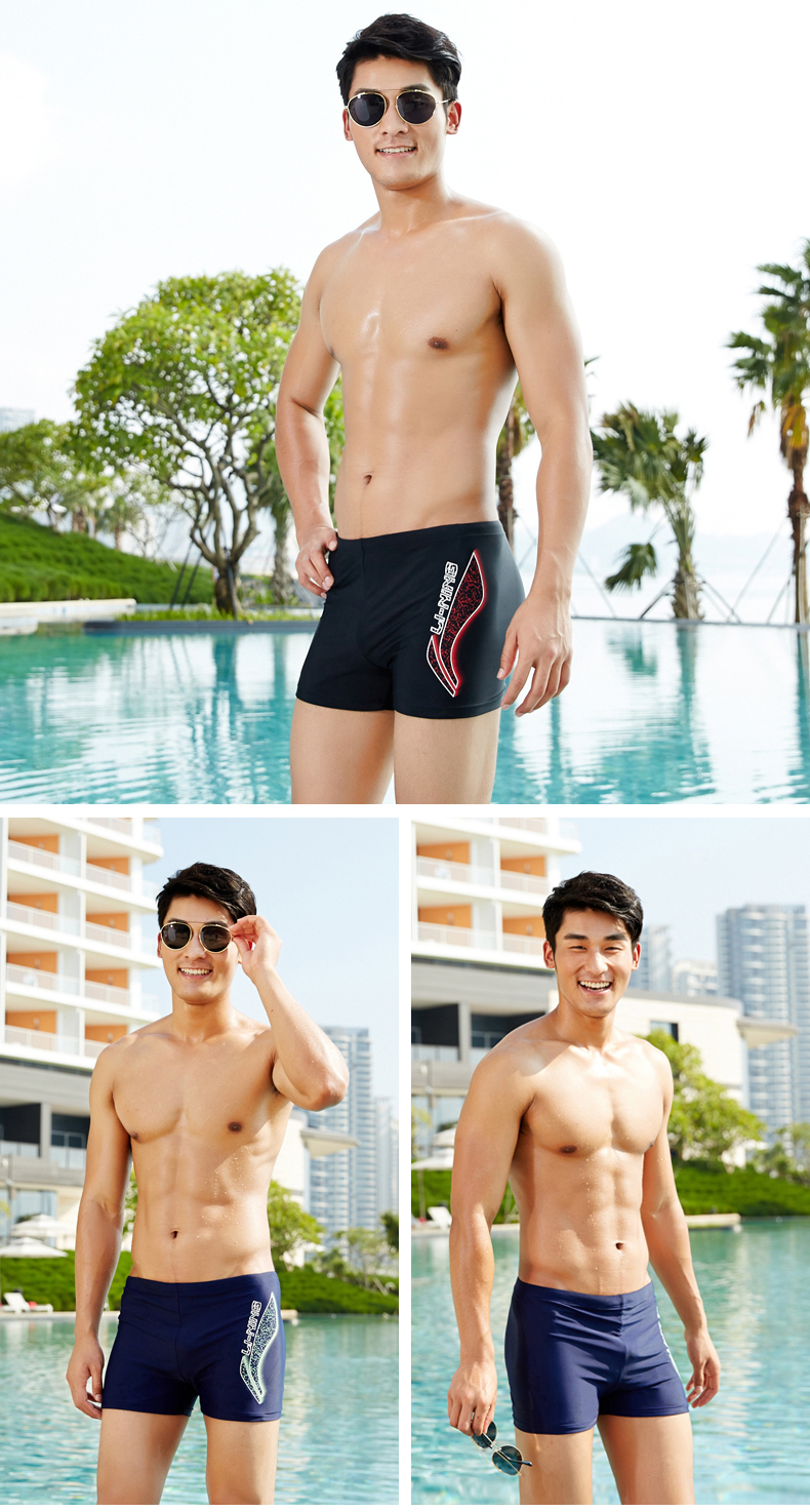Quần bơi Li Ning quần bơi nam chuyên nghiệp suối nước nóng quần bơi nhanh khô thời trang thoải mái cộng với kích thước quần bơi nam đồ bơi nam