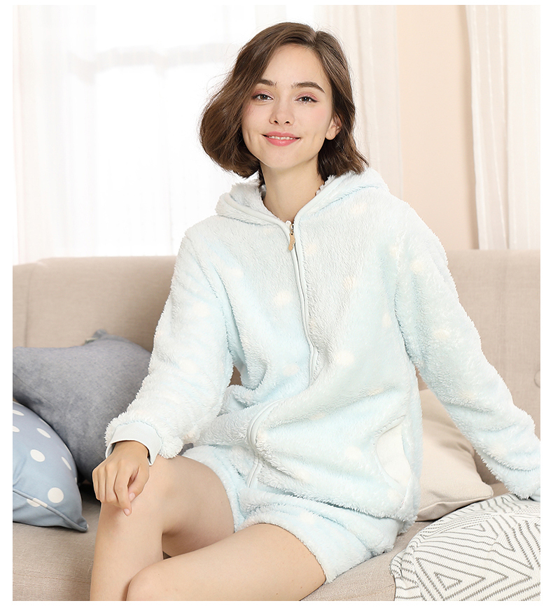 Tutuanna nhà dịch vụ nữ nhung san hô Hàn Quốc dây kéo gấu tai áo khoác áo khoác mùa thu và mùa đông ấm áp đồ bộ nam mặc nhà