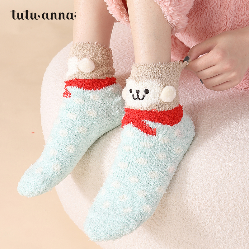 Tutuanna Autumn and Winter Furry Socks for Women, Coral Velvet, Warm, Thickeneded, Soft and Cute, Home Floor Socks, 3 Pairs Tutuanna Autumn and Winter Furry Socks for Women, Coral Velvet, Warm, Thickeneded, Soft and Cute, Home Floor Socks, 3 Pairs