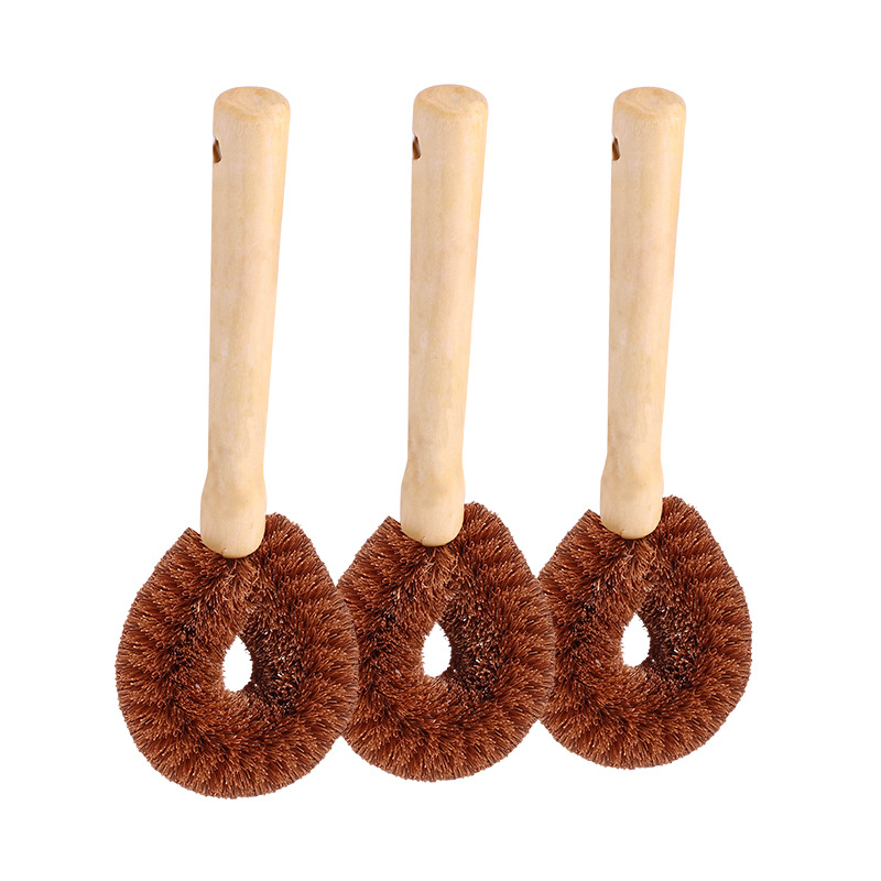 Coconut palm brush pot artifact washing pot brush pot washing dish washing brush kitchen with brush long handle cleaning mushroom descaling brush without sticking to oil brush