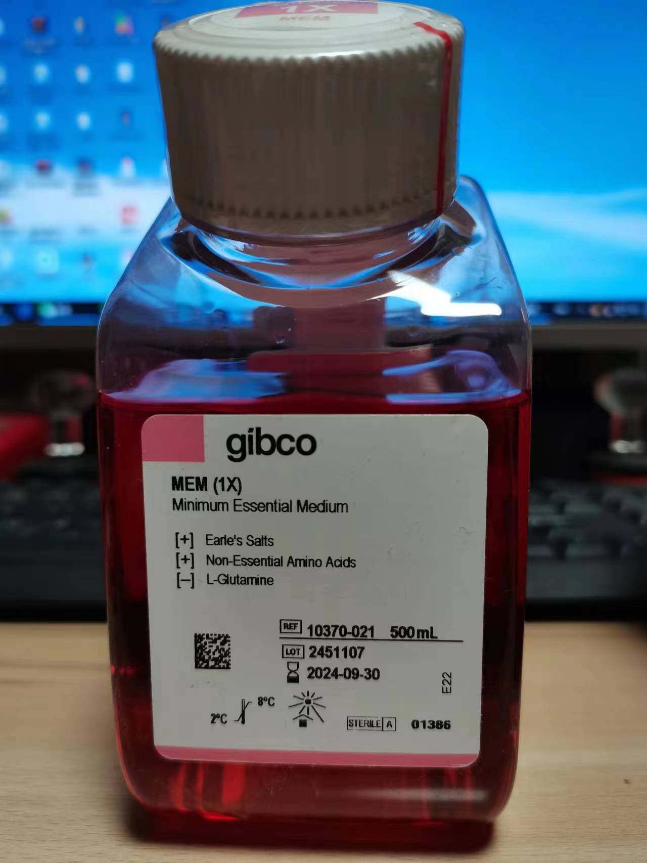 含票GIBCO 10370021MEM培养基含NEAA不含谷氨酰胺10370-021 500ml