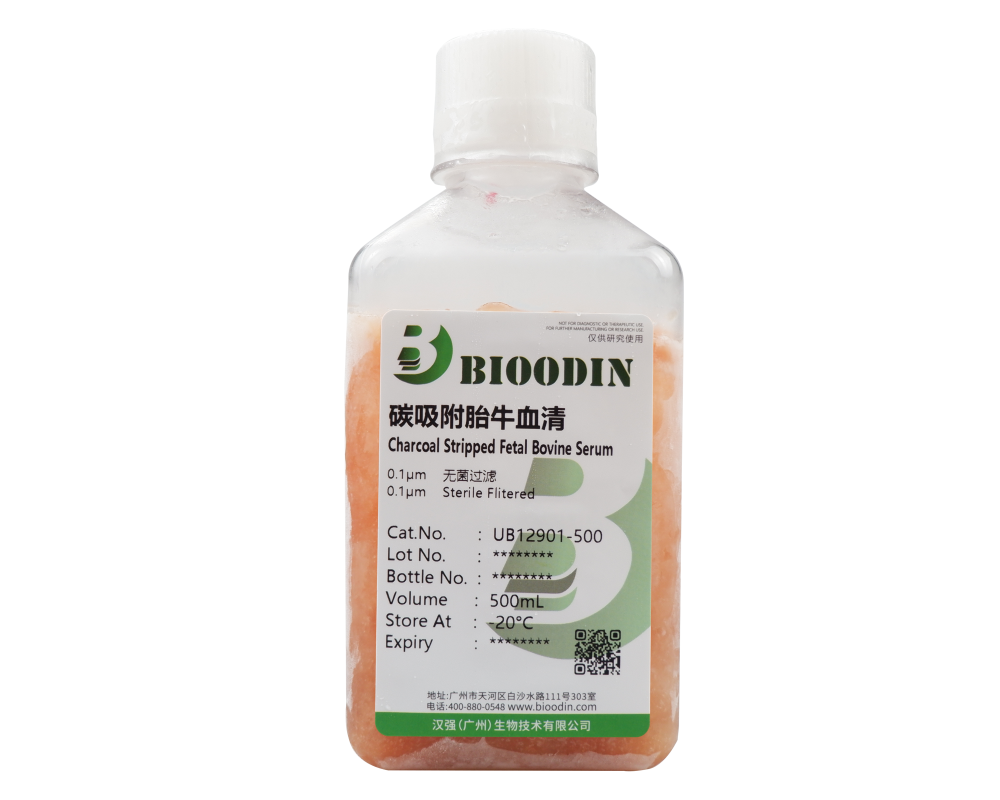 国产BIOODIN碳吸附胎牛血清Charcoal Stripped FBS UB12901 500ml