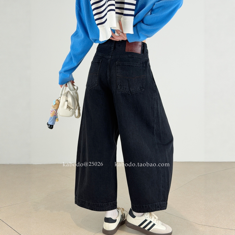 Babu 25026 Wide-Leg Jeans for Women 2026 Autumn New Kabodo Black High-Waisted Loose Nine-Point Balloon Pants Babu 25026 Wide-Leg Jeans for Women 2026 Autumn New Kabodo Black High-Waisted Loose Nine-Point Balloon Pants