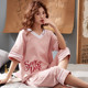 Big kích thước pajama con trai mùa hè bông tay áo ngắn bảy điểm quần thiết ngọt lỏng mm200 mỡ pounds quần áo nhà mỏng.