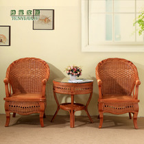  Tengyi rattan chair coffee table Three-piece single balcony chair backrest chair Living room pastoral backrest chair woven office chair