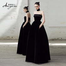 Company Annual Evening Dress Chest Thin Slim Dinner Host Temperament Elegant Party Dress 2020 New