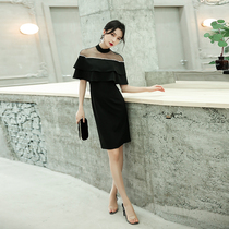 Black dress women party noble temperament 2020 new short simple generous birthday party dress