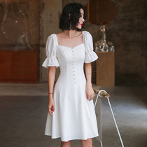 French evening dress skirt can usually wear white short party dress female temperament celebrity birthday party