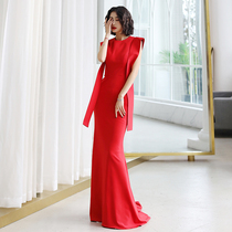 Evening dress dress female banquet temperament thin 2020 new high-end atmosphere host annual meeting elegant long red