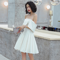 Small evening dress skirt can usually wear banquet temperament celebrity short thin white Daily dress women