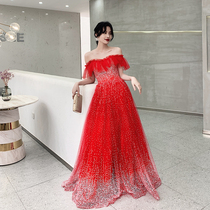 Wedding toast bride 2020 new noble temperament thin engagement engagement out of the cabinet wedding red dress