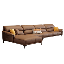 Dipu Italian minimalist first-layer cowhide modern light luxury simple living room 2024 new corner leather sofa combination