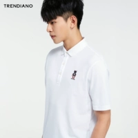 TRENDIANO Đàn ông mùa hè giản dị Cotton thêu chữ ngắn tay áo polo 3GC202783P áo polo có cổ