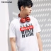 TRENDIANO Áo dài nam mùa hè Tide in chữ Cotton Vòng cổ ngắn tay áo thun 3GC202353P - Áo phông ngắn áo thun nam polo Áo phông ngắn