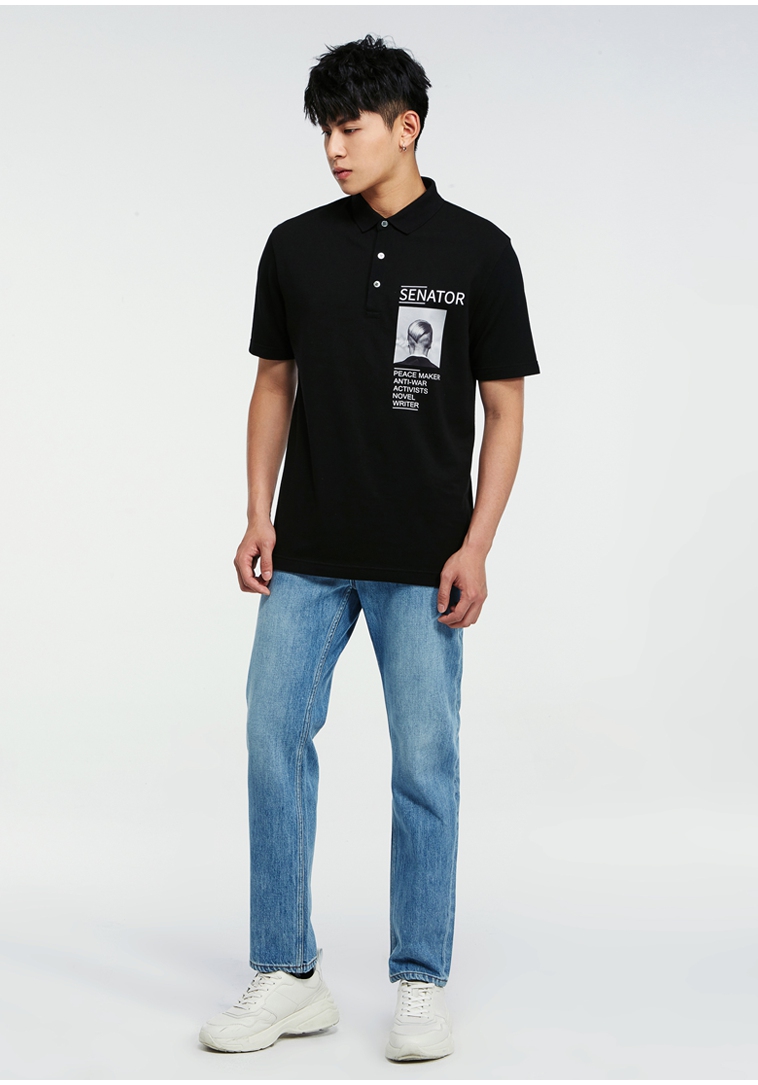 TRENDIANO mới 2018 nam áo polo mùa hè cotton in chữ lỏng tay áo ngắn 3GC202795P áo polo